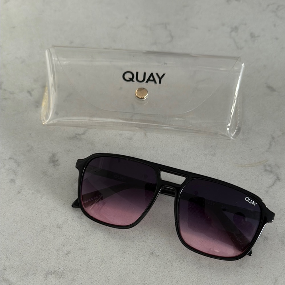 Quay Australia Black and Pink Gradient Sunglasses